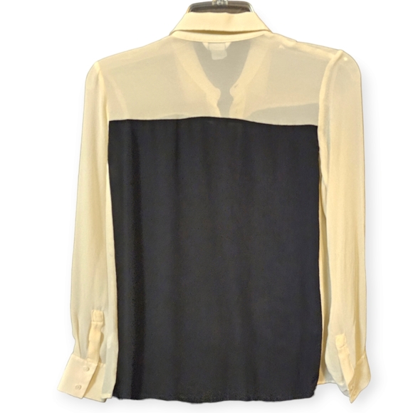 Club Monaco 100% Silk Semi Sheer Color Block Button Down Shirt - Picture 3 of 5